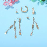 Fashion Five-pointed Star Tassel Diamond Earrings White Diamond Star Earrings Set Wholesale Nihaojewelry main image 3