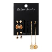 Jewelry Earrings New Bohemian Black Diamond Long Retro Star 4 Pairs Of Earrings Set Combination Wholesale Nihaojewelry main image 6