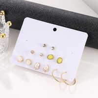 New Jewelry One Week Earring Set Combination 6 Pairs Of Mini Simple C-shaped Imitation Pearl Earrings Wholesale Nihaojewelry main image 3