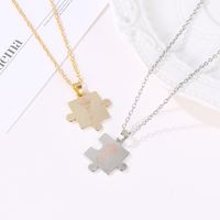 New Necklace Letter King Queen Couple Puzzle Pendant Crown Necklace Men And Women Clavicle Chain Wholesale Nihaojewelry main image 5