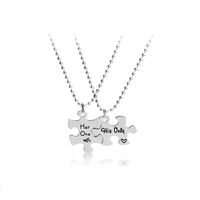 Explosion Creative New Letters Her One His Only Two Petal Splicing Couple Necklace Wholesale Nihaojewelry main image 1