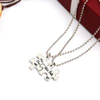 Explosion Creative New Letters Her One His Only Two Petal Splicing Couple Necklace Wholesale Nihaojewelry main image 3