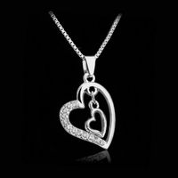 Necklace Clavicle Chain Fashion Creative Mother's Day Gift Double Love Diamond Necklace Wholesale Nihaojewelry main image 4