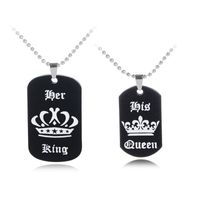 Explosion Necklace Her King His Queen Alphabet Crown Couple Pendant Necklace Accessories Wholesale Nihaojewelry main image 1