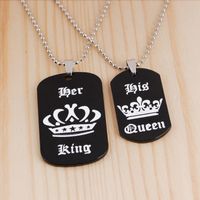 Explosion Necklace Her King His Queen Alphabet Crown Couple Pendant Necklace Accessories Wholesale Nihaojewelry main image 3