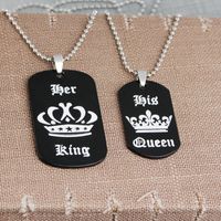 Explosion Necklace Her King His Queen Alphabet Crown Couple Pendant Necklace Accessories Wholesale Nihaojewelry main image 5