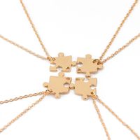 Explosion Model Puzzle Necklace Four-piece Set Of Creative Puzzle Stitching Good Friend Necklace Clavicle Chain Accessories Wholesale Nihaojewelry main image 1