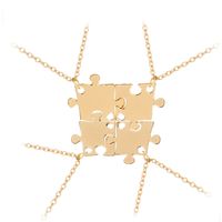 Explosion Model Puzzle Necklace Four-piece Set Of Creative Puzzle Stitching Good Friend Necklace Clavicle Chain Accessories Wholesale Nihaojewelry main image 6