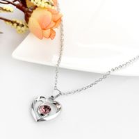 Hollow Heart Peach Heart Necklace Valentine's Day Gift Fashion Heart-shaped Diamond Pendant Necklace Accessories Wholesale Nihaojewelry main image 6