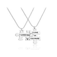 Cartoon Puzzle Pendant Necklace Creative Letter Ilovemore Love Splicing Couple Necklace Wholesale Nihaojewelry main image 1