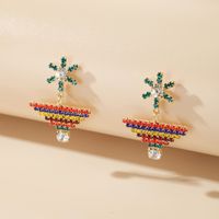 Korean Elegant Color Diamond-set Geometric Windmill Earrings Fashion Vacation Trend Earrings Jewelry Wholesale Nihaojewelry main image 4