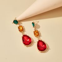 New Retro Baroque Glass Color Diamond Drop Earrings Small Jewelry Earrings Wholesale Nihaojewelry main image 5