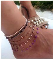 New Foot Jewelry Five-pointed Star Tassel Beaded Anklet 5-piece Multi-layer Anklet Wholesale Nihaojewelry main image 2