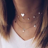 Five-pointed Star Multi-layer Necklace New Fashion Diamond Love Star Necklace Jewelry Wholesale Nihaojewelry main image 1