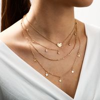 الخماسية نجمة متعددة طبقة قلادة جديد أزياء الماس الحب ستار قلادة مجوهرات الجملة Nihaojewelry main image 3