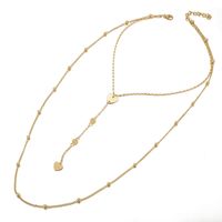 New Creative Fashion Alloy Multi-layer Round Bead Love Tassel Necklace Heart-shaped Sweater Chain Wholesale Nihaojewelry main image 6