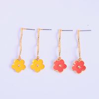 Korean Enamel Glaze Earrings New Mori Simple Oil Drop Flower Earrings Long Face Thin Earrings Wholesale Nihaojewelry main image 6