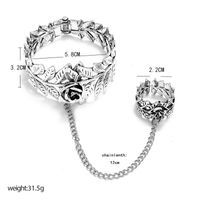 Fashion Trend Carved Rose Leaf Set Simple Retro Punk Style Exaggerated Bracelet Ring Set Wholesale Nihaojewelry main image 6