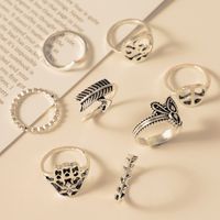 Jewelry Bohemian Retro Alloy Ring Fashion Simple Leaf Palm Hollow 10 Piece Set Wholesale Nihaojewelry main image 4