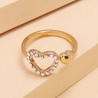 Fashion Hollow Love Alloy Ring Simple Full Diamond Frosty Ring Wholesale Nihaojewelry main image 3