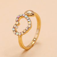 Fashion Hollow Love Alloy Ring Simple Full Diamond Frosty Ring Wholesale Nihaojewelry main image 5