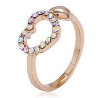 Fashion Hollow Love Alloy Ring Simple Full Diamond Frosty Ring Wholesale Nihaojewelry main image 6