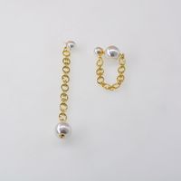 Korean Fashion Simple  Pearl Chain Tassel Long Earrings Wholesale Nihaojewelry main image 3