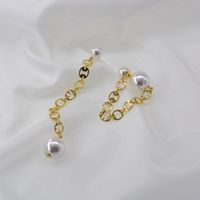 Korean Fashion Simple  Pearl Chain Tassel Long Earrings Wholesale Nihaojewelry main image 5