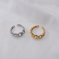 Simple Metal Chain Ring Female Korean Chain Rings Retro Hollow Opening Ring main image 5