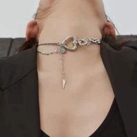 Fashionable Metal Thick Chain Clavicle Necklace Love Buckle Tassel Short Necklace Wholesale Nihaojewelry main image 4