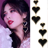 Aiguille D&#39;argent Mode Trois Couches Gradient Taille Goutte Huile Amour Boucles D&#39;oreilles Exagérées Longue Section Boucles D&#39;oreilles En Gros Nihaojewelry main image 1