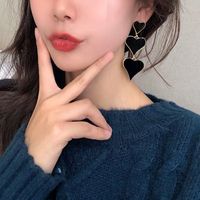 Silver Needle Fashion Three-layer Gradient Size Drop Oil Love Earrings Exaggerated Long Section Earrings Wholesale Nihaojewelry main image 4