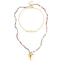 Bohemian Long Love Bead Multi-layer Necklace Creative Handmade Beaded Color Pendant Jewelry Wholesale Nihaojewelry sku image 1