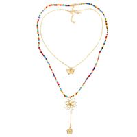 Bohème Fleur Longues Perles De Riz Deux Colliers Multicouches Mode Papillon Fait Main Pendentif Bijoux En Gros Nihaojewelry sku image 3