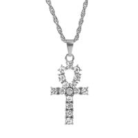 Korean Creative Simple Rhinestone Long Cross Necklace Hip-hop Pendant Jewelry Wholesale Nihaojewelry sku image 1