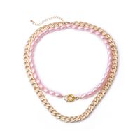 Jewelry Mix And Match Punk Chain Handmade Accessories Cool Color Rice-shaped Imitation Pearl Necklace Wholesale Nihaojewelry sku image 2