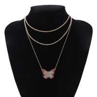 Jewelry Retro Simple Claw Chain Drill Ah Item Decoration Fashion Micro-set Contrast Color Butterfly Necklace Wholesale Nihaojewelry sku image 1