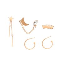 Korean Fashion Stars And Moon Earrings Meniscus Pentagram Irregular Earrings Set Wholesale Nihaojewelry sku image 1