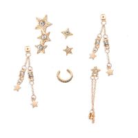 Fashion Five-pointed Star Tassel Diamond Earrings White Diamond Star Earrings Set Wholesale Nihaojewelry sku image 1