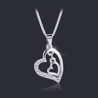 Necklace Clavicle Chain Fashion Creative Mother's Day Gift Double Love Diamond Necklace Wholesale Nihaojewelry sku image 1