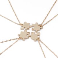 Explosion Model Puzzle Necklace Four-piece Set Of Creative Puzzle Stitching Good Friend Necklace Clavicle Chain Accessories Wholesale Nihaojewelry sku image 1