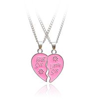 Drop Oil Letter Flower Necklace Sister Two Petal Splicing Love Necklace Wholesale Nihaojewelry sku image 2