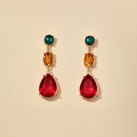 New Retro Baroque Glass Color Diamond Drop Earrings Small Jewelry Earrings Wholesale Nihaojewelry sku image 1