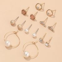 Jewelry Exquisite Geometric Small Earrings Set Multi-element Pearl Earrings Wholesale Nihaojewelry sku image 1