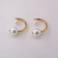 Visage Rond Perle Exagérée Cercle Sens Élevé Boucles D&#39;oreilles Élégantes Simple Gros Nihaojewelry sku image 1