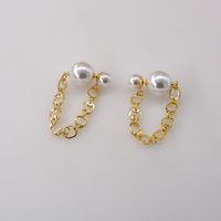 Korean Fashion Simple  Pearl Chain Tassel Long Earrings Wholesale Nihaojewelry sku image 1
