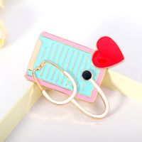 Hot Fashion Medical Corsage Peach Heart Stethoscope Oil Drop Brooch Wholesale Nihaojewelry main image 4