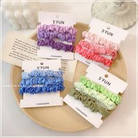 Summer Hair Scrunchies Hit Color Hair Circle Girl Heart Headwear Rubber Band Korean Suit Color Matching Fold Head Rope Wholesale Nihaojewelry main image 2