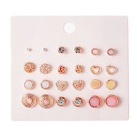 12 Pairs Of Greek Mythology Love Earrings Simple Sweet Round Pattern White Jade Diamond Mini Set  Wholesale Nihaojewelry main image 1