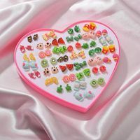 Hot Selling 36 Pairs Of Peach Heart Box Hypoallergenic Plastic Earrings Love Earrings Set Wholesale Nihaojewelry main image 3